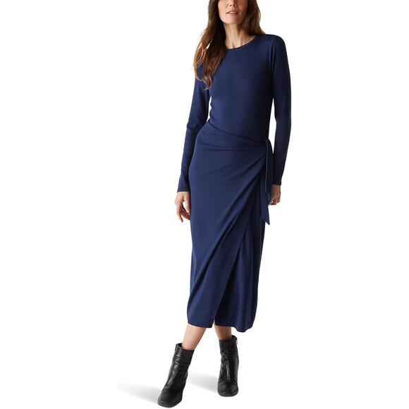 Michael Stars Dresses & Skirts - Michael Stars Women's Small Nocturnal Yessenia Faux Wrap Midi Dress Ribbed J2-26